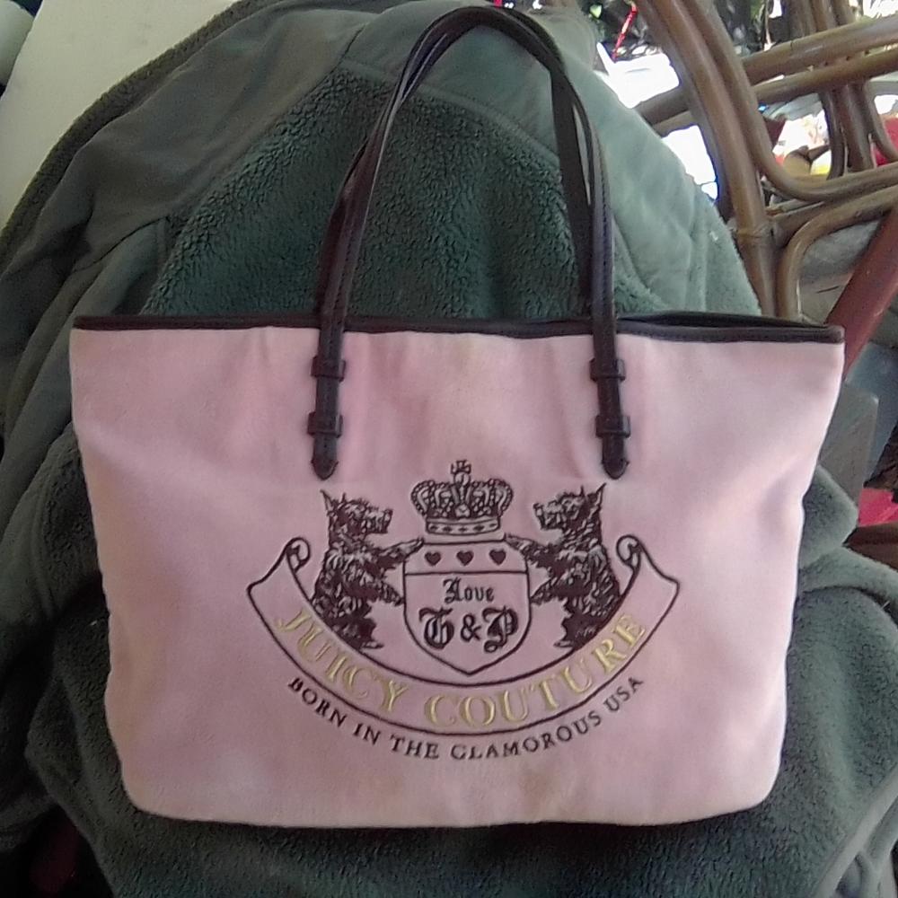 Vintage Juicy Couture Y2K Pink Velour Shoulder Bag Purse